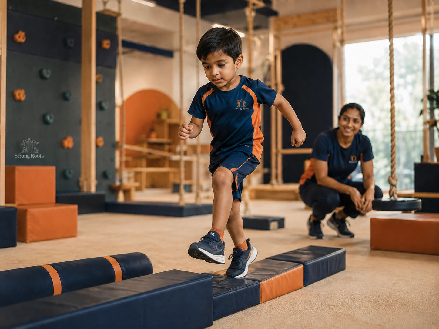 Young child completing a movement activity